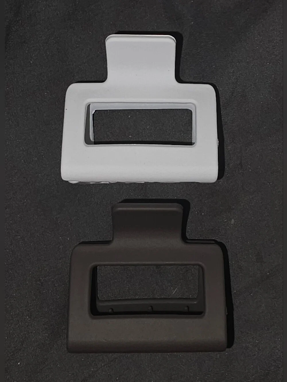 Medium Sized Minimalist Rectangle Hair Clips - Dark Brown & Beige BNIB